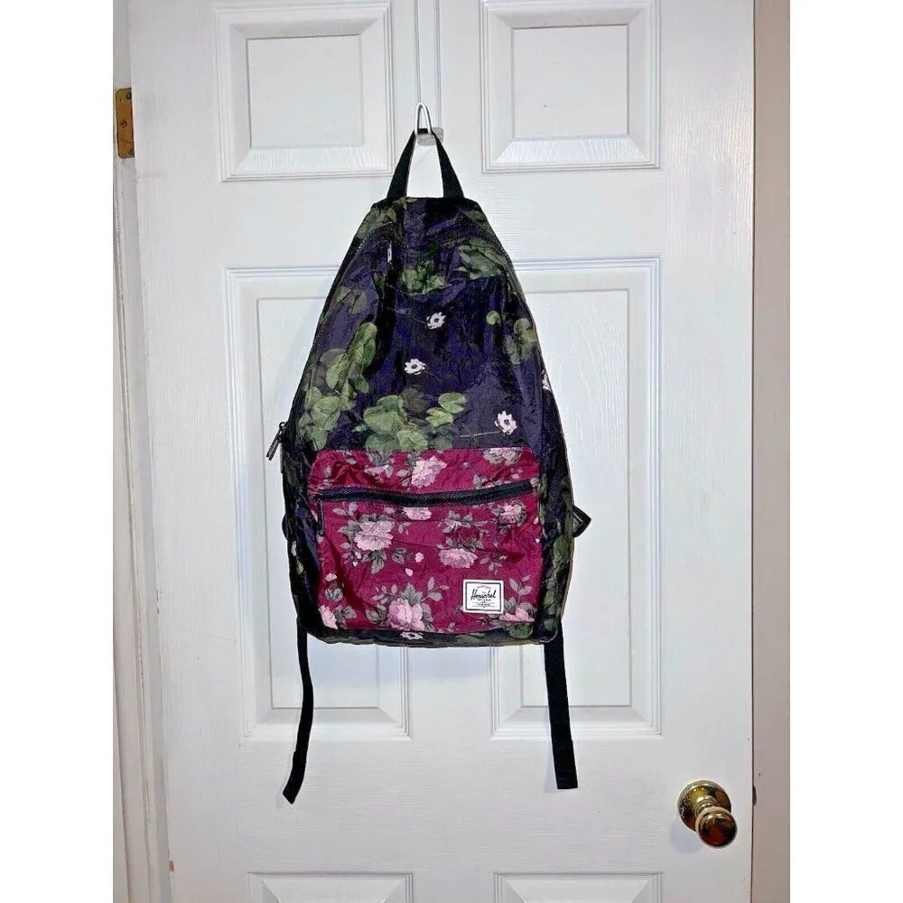 HERSCHEL Nova Standard Backpack Floral Black Maroon Bookbag